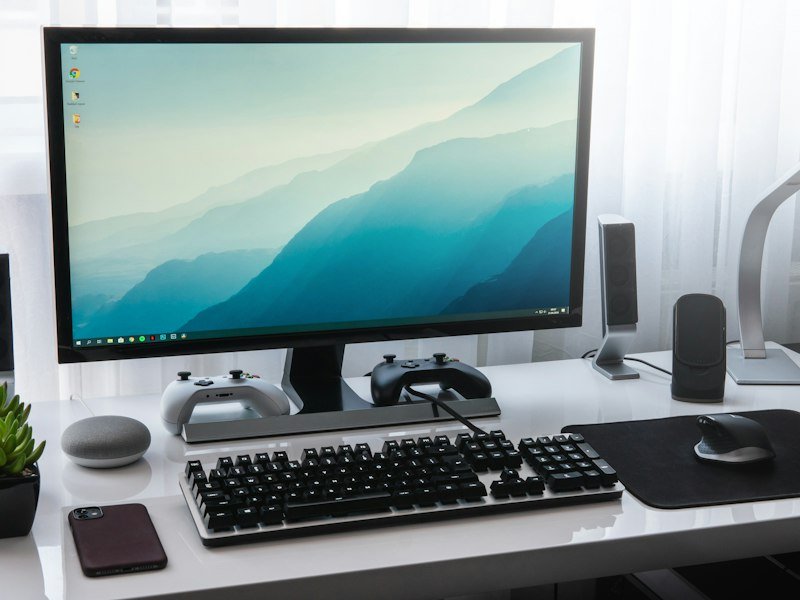 Desktop PC set with monitor, keyboard and mouse